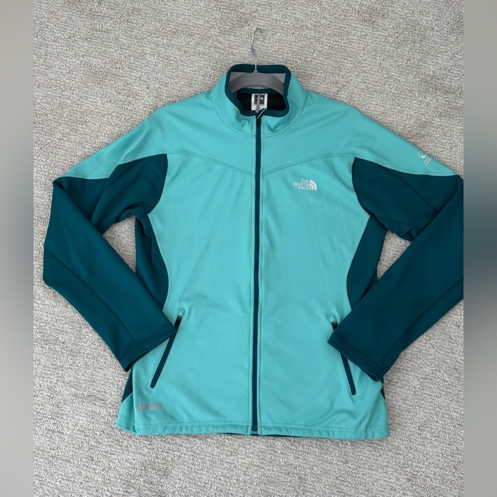 NORTH FACE full zip sweatshirt jacket turquoise blue green sz L womens